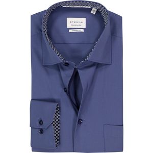 ETERNA - Comfort Fit Overhemd - Middenblauw - Popeline - Strijkvrij
