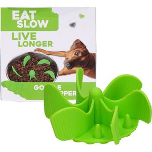 Eat Slow Live Longer Gobble Stopper - Anti schrok - Voerpuzzel - Slow Feeder - Voor Honden en Katten - 11 cm - Groen