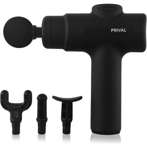 PRIVAL Massage Gun – Spiermassage Apparaat met 4 Opzetstukken – Diepe Spierontspanning & Herstel – Stil & Krachtig – Draadloos – Zwart