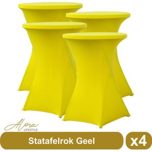 Statafelrok geel 80 cm - per 4 - partytafel - tafelrok voor statafel - Statafelhoes - Bruiloft - Cocktailparty - Stretch Rok - Set van 4