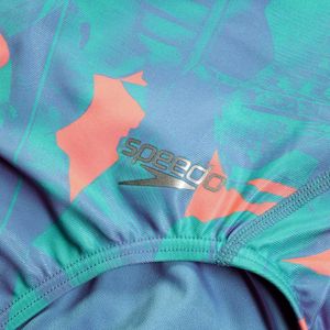 Speedo Womens Allover Digital Starback Arctic Glass, Curious Blue, Disco Peach