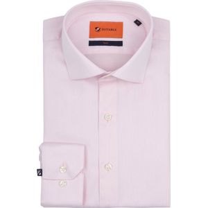 Suitable - Overhemd Twill Roze - Heren - Maat 43 - Slim-fit