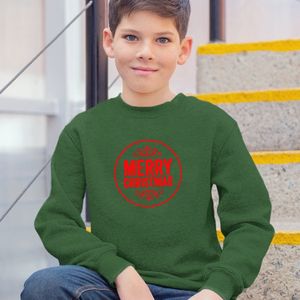 Kersttrui Groen Kind - Merry Christmas Premium (7-8 jaar - MAAT 122/128) - Kerstkleding voor jongens & meisjes