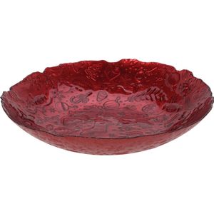 Kerstdecoratie schaal/fruitschaal - D40 cm - rood - glas - rond