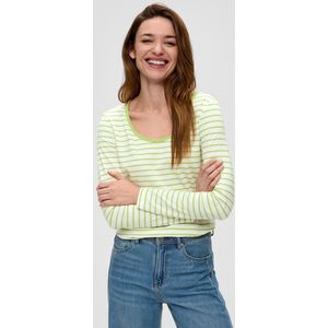 S.Oliver Gestreepte Top Limegroen/ Ecru