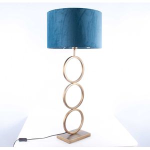 Tafellamp capri 2 ringen | 1 lichts | blauw / bruin / goud | metaal / stof | Ø 40 cm | 94 cm hoog | tafellamp | modern / sfeervol / klassiek design