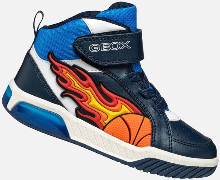 Geox - Inek C - Sneakers - Zwart en Rood - Met Verlichting