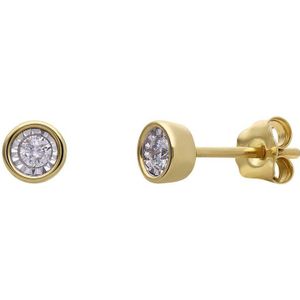 Lucardi Dames 14 Karaat gouden oorbellen diamant 0,08ct - Oorbellen - 14 Karaat Goud - Goud