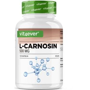 Vit4ever - L-Carnosine - 120 capsules - Hooggedoseerd met 500mg per capsule - Natuurlijk dipeptide uit L-Histidine & Beta-Alanine - Veganistisch