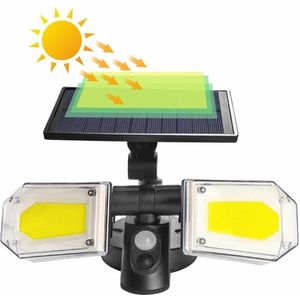 Tuinverlichting, Solar, Zonne-energie Buitenverlichting met Bewegingssensor – 130 LED Buitenlamp – IP65 Waterdicht – Spotlights voor Tuin, Oprit, Veranda