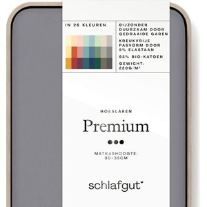 schlafgut Premium Bio Katoen Jersey Hoeslaken XL - 180x200 - 200x220 128 Grey Mid