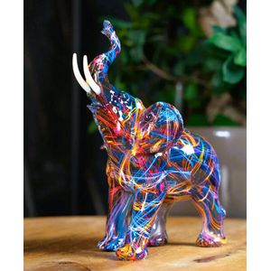 Olifant - Home - Polystone beeld - Multi Colour - Groot 19.5x11x26 cm