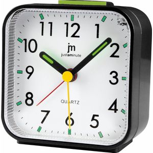 Just a Minute - Analoge Quartz Wekker - Zwart - Snooze Functie - Fluoriserende Wijzers