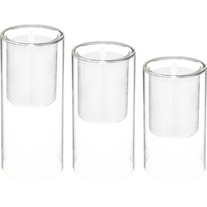 Atmosphera LED kaarsen met dubbel glas - Set van 3 stuks - Ø10xH25/20/15cm