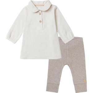 Noppies - Kledingset - Meisjes - 2 delig - Jurk Charleston Oatmeal - Legging Shiloh Taupe Melange - Maat 92