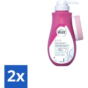 2 x Veet Pure - Ontharingscrème - Gevoelige Huid - Geen Geur van Ammoniak - 400ml - Ontharingscrème - Ontharing - Gevoelige Huid - Ammoniakvrij - Veet Pure