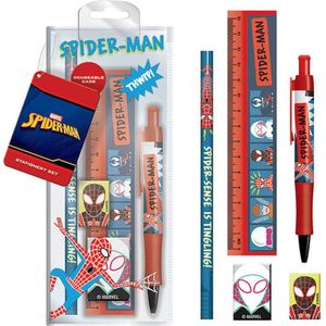 Stationary Set - Spider-Man Sketch - Marvel - Pen & Potlood & Liniaal & Gum & Puntenslijper - Opberghoesje
