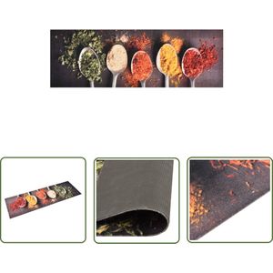 The Living Store Vloermat Rechthoek 180 x 60 cm - Lepels-print - 100% polyamide - latex - 5 mm