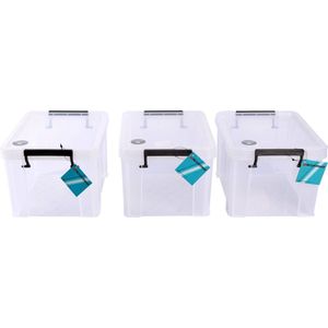 Transparante Opbergboxen Set - 3 Stuks Kunststof Opslagboxen met Deksel - Klikdeksel - 5L Per Stuk - 26cm x 19cm x 16cm - Lichtgewicht Voor Huishoudelijk Gebruik