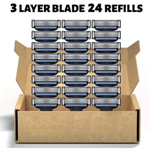 Scheermesjes - 24x Vervangende Mesjes voor Mach 3 - 3-Laags RVS - Universele Scheermes Navulling - Gladde Scheerervaring