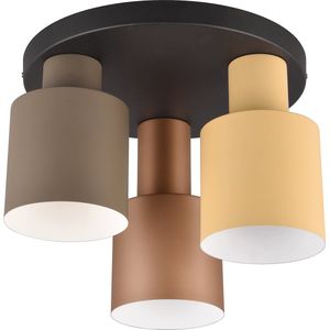 LED Plafondlamp - Plafondverlichting - Torna Agido - E27 Fitting - 3-lichts - Zwart met Multicolor Lampenkap