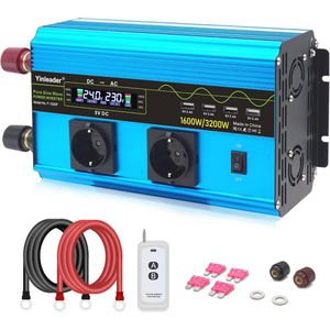 Zuivere Sinus Spanningsomvormer 24V naar 230V met USB-poorten en Draadloze Afstandsbediening