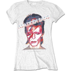 David Bowie - Aladdin Sane Dames T-shirt - M - Wit