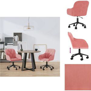 vidaXL Eetkamerstoelen - Roze Fluweel - 56 x 61 cm - Verstelbare hoogte - Stevig frame - Eetkamerstoel