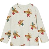 Kerstshirt - Gemêleerd Wit - Jongens - Lange Mouwen - Ronde Hals - Rendiermotief