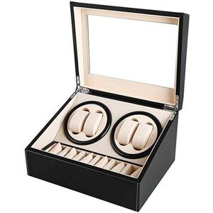 Luxueuze Watch Box - Voor 4 Automatische horloges + 6 voor opslag - Horloge opwinder - Horlogebox – Sieradendoos - Watch winder – 10 horloges – Zwart