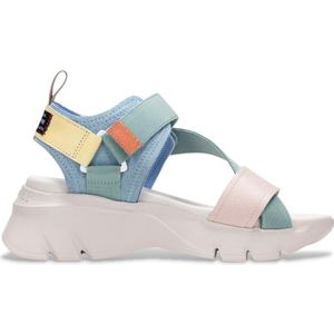 Sandaal - Blauw - Leer en Stretchstof - Casual Stijl met Klittenband