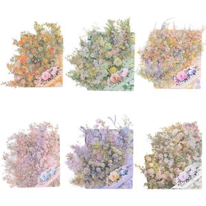 60 stuks PET transparante bloem rand stickers - Binnenplaats stijl, waterdicht en vintage - Voor tijdschriften en plakboeken