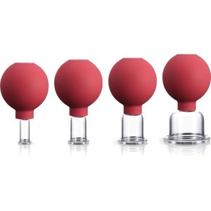 Cupping Set - Siliconen Face Cups - Massageapparaten - Rood - 4 Stuks