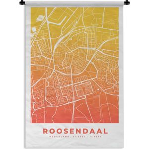 Wandkleed - Wanddoek - Stadskaart - Roosendaal - Geel - 60x90 cm - Wandtapijt - Plattegrond