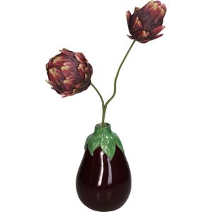 HD Collection Vaas Eggplant - Keramiek - Paars - 12 x 17 x 12 cm (BxHxD)