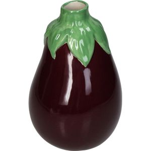 HD Collection Vaas Eggplant - Keramiek - Paars - 12 x 17 x 12 cm (BxHxD)