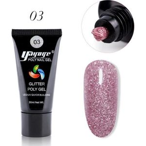 Yayoge - Polygel kleur roze met zilver glitter - gelnagels kleur - polygel starterpakket - gelnagels starterspakket - gel nagellak - kunstnagels - nail art
