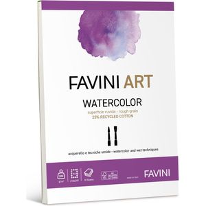 Favini ART WATERCOLOR PAD 300 g/m2 ruw papier met 25 % gerecycled katoen Aquarelleren, ecoline en waterverf 20 sheets A4 FAVINI
