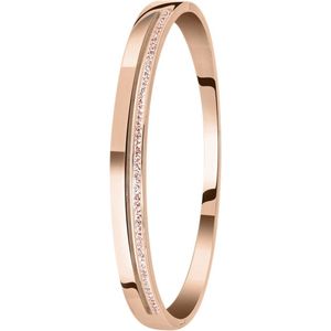 Lucardi Dames Armband bangle rose light peach kristal - Staal - Armband - Cadeau - Moederdag - Stijlvol - Rosékleurig