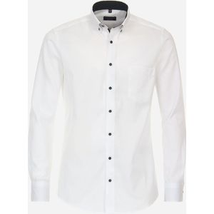 Redmond modern fit overhemd - popeline - wit dessin - Strijkvriendelijk - Boordmaat: 37/38