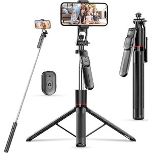 Statief Telefoon-Tripod Smartphone-Statief Telefoon Met 67 Inch Opvouwbare Telescopische Bluetooth Selfie Stick Statief/Monopod - Met Afstandsbediening - Compatibel Met Elke Telefoon En Camera