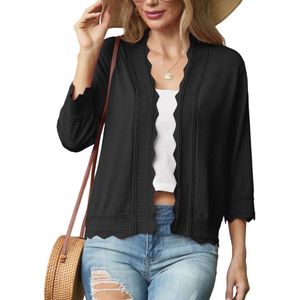 Dames Cardigan Zomer Lichtgewicht Bolero Elegante Shrug Ruffle Jasje Gebreid Sweater Ruffle Mouwen