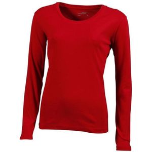 James and Nicholson Dames/dames T-Shirt met lange mouwen (Rood)