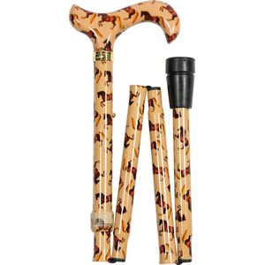 Classic Canes - Opvouwbare Wandelstok - Paarden Print - Verstelbaar - Lengte 82 - 92 cm - Aluminium