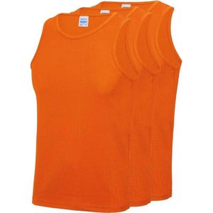 3-Pack Maat XXL - Sport singlets/hemden oranje voor heren - Hardloopshirts/sportshirts - Sporten/hardlopen/fitness/bodybuilding - Sportkleding top oranje voor mannen