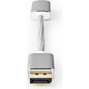 Nedis DisplayPort-Kabel - DisplayPort Male - HDMI Output - 4K@60Hz - Verguld - 0.20 m - Rond - Gevlochten - Zilver - Cover Window Box