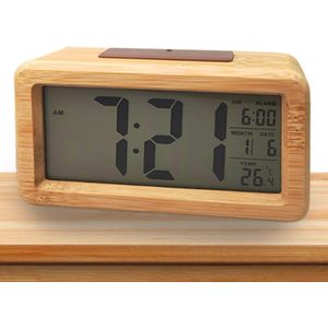 Digitale houten wekker voor slaapkamer | Decoratieve klok met snooze functie voor kinderen en op nachtkastje