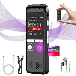 DailySupplies® Afluisterapparatuur - Dictafoon Voice Recorder - Spy Recorder - Audio - Zwart