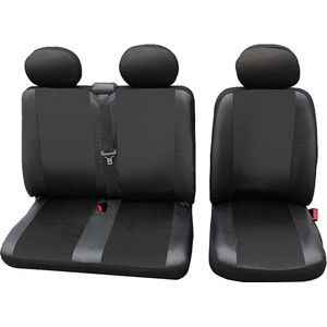 Autostoelhoezen - Set van 1+2 - Kunstleer - Gemakkelijk te onderhouden - Universele pasvorm - Polyesterschuim - 3-8 mm - Wasbaar - Installatieaccessoires - 100% Polyester - 30° Wassen - Hoog comfort - Duurzaam
