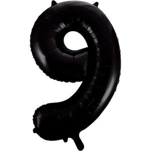 Wefiesta - Folieballon Cijfer 9 Zwart - 86 cm